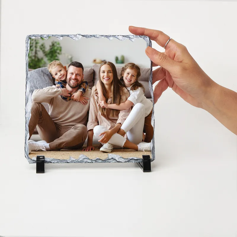 Personalised Square Slate Photo Print 19x19 cm