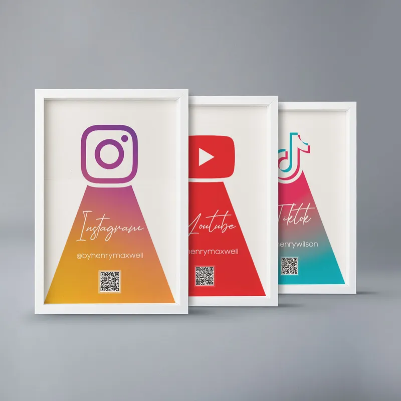 Custom Social Media Icon Frame for Personalized Office Decor