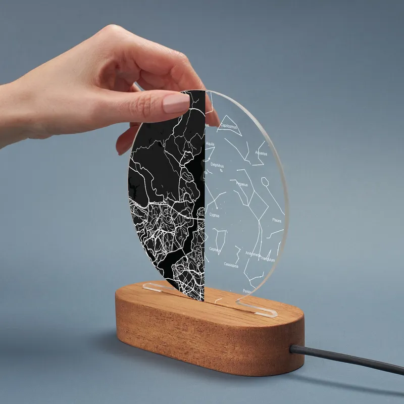 Custom Star and City Map LED Lamp