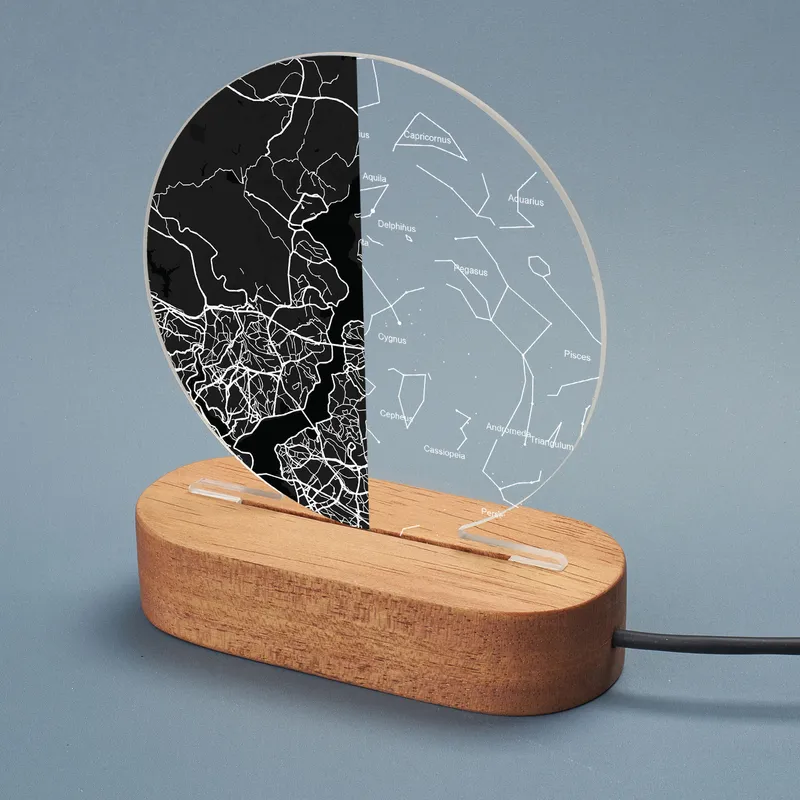 Custom Star and City Map LED Lamp