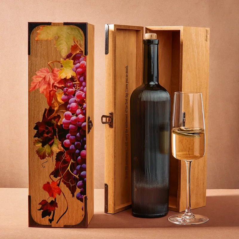 Personalised Vineyard Design Wooden Wine Box Gift