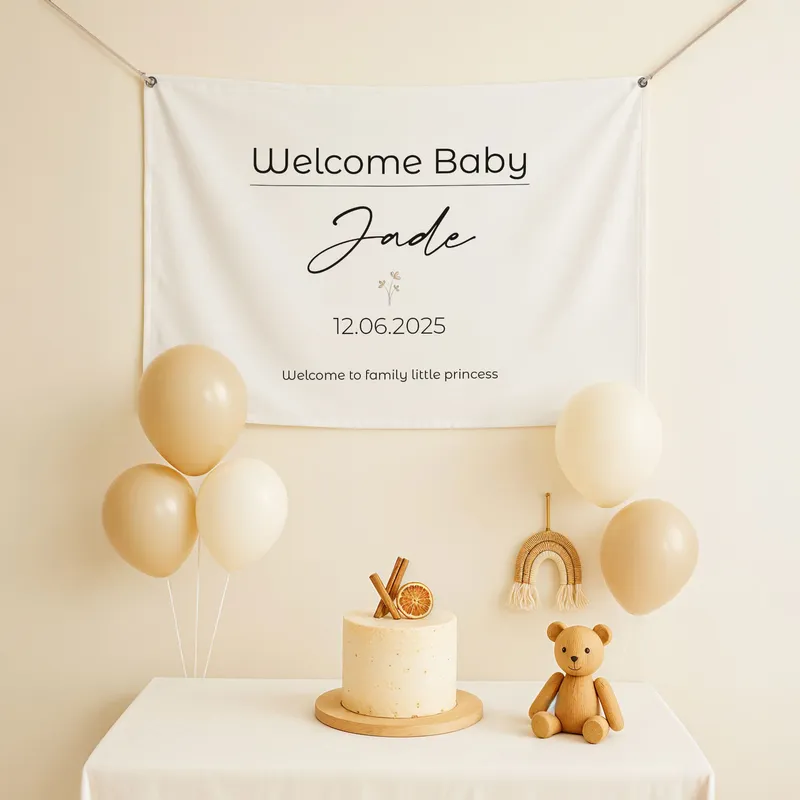 Personalised Welcome Baby Banner - 70 x 95 cm