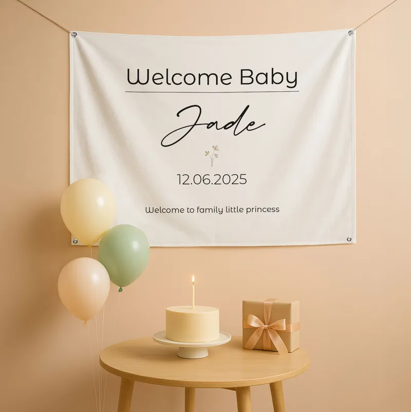 Personalised Welcome Baby Banner - 70 x 95 cm