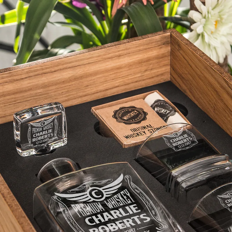 Custom Whiskey Decanter Set with Special wooden Box