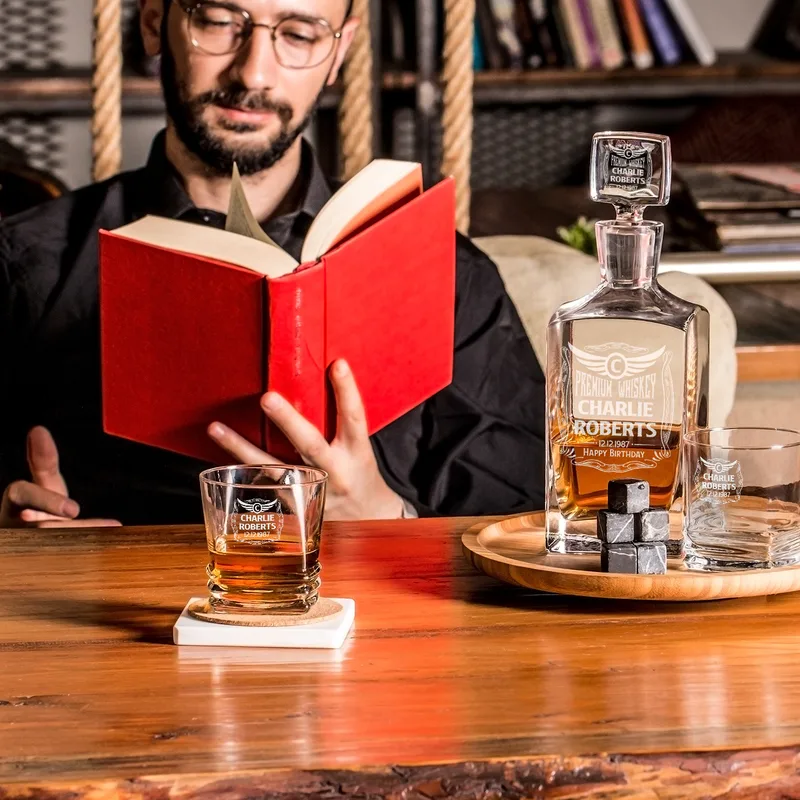 Custom Whiskey Decanter Set with Special wooden Box