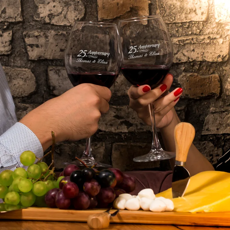 Personalised Anniversary Wine Glass Set for Couples
