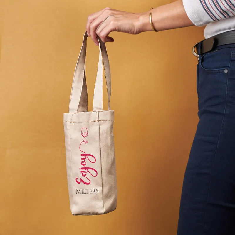 Custom Wine Tote Bag with Name Design for Adults and Teens