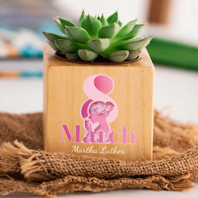Custom Women's Day Succulent Planter with Personalization