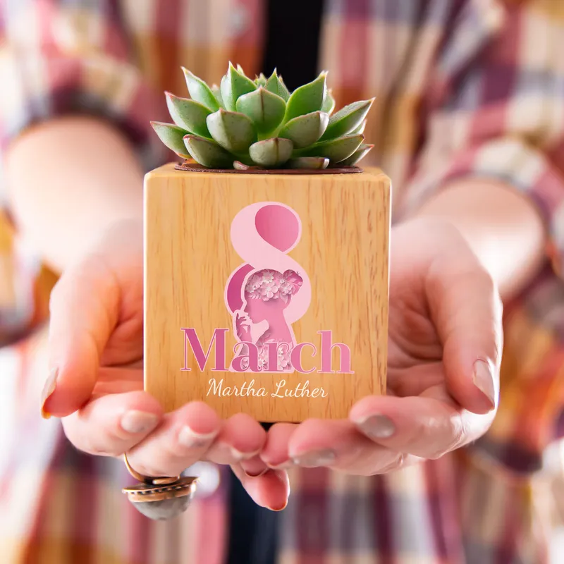 Custom Women's Day Succulent Planter with Personalization