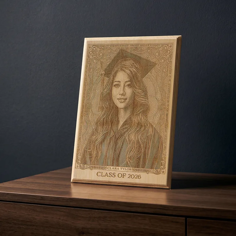 Custom Wood Engraved Photo Personalized Graduation Gift
