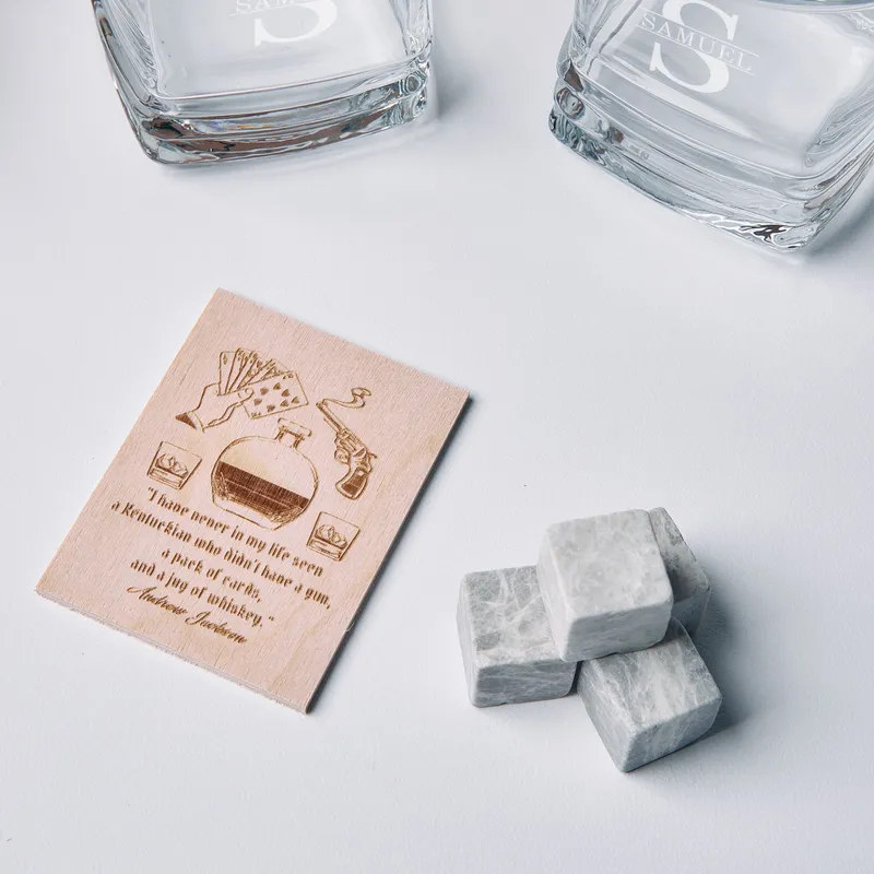 Custom Wooden Box Whiskey Glass Set with Monogram