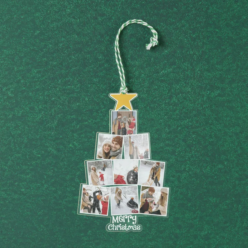 Customizable Christmas Tree Photo Ornament for Keepsakes