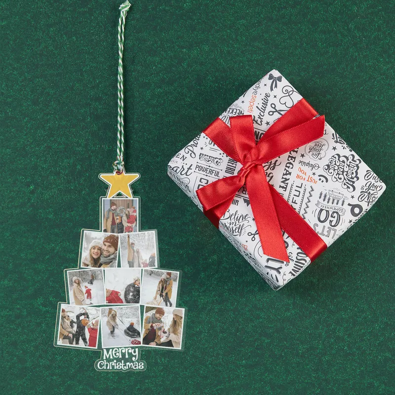 Customizable Christmas Tree Photo Ornament for Keepsakes