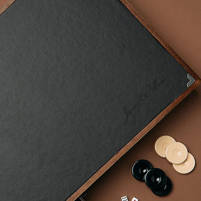 Customizable Luxury Gold Leather Backgammon Set