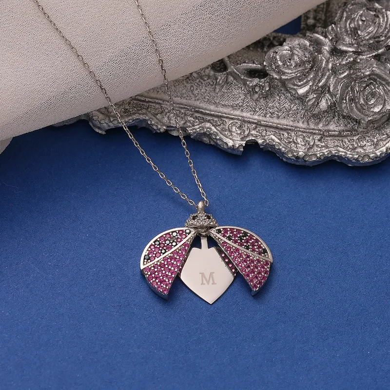 Personalised Ladybird Necklace for Her Unique Silver Gift