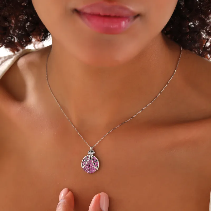 Personalised Ladybird Necklace for Her Unique Silver Gift