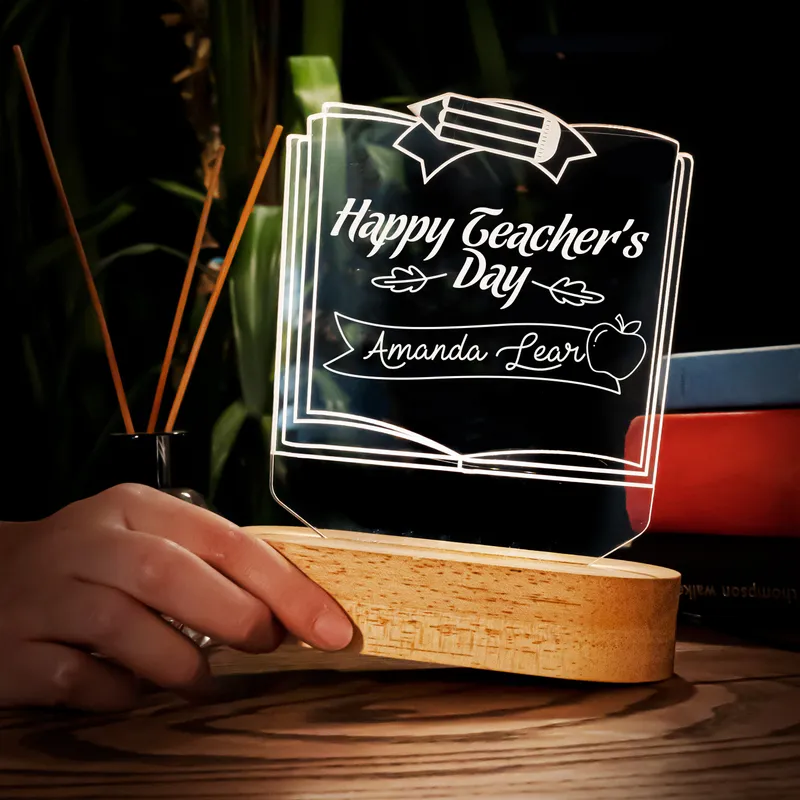 Customizable Teacher Appreciation LED Lamp for Teachers' Day