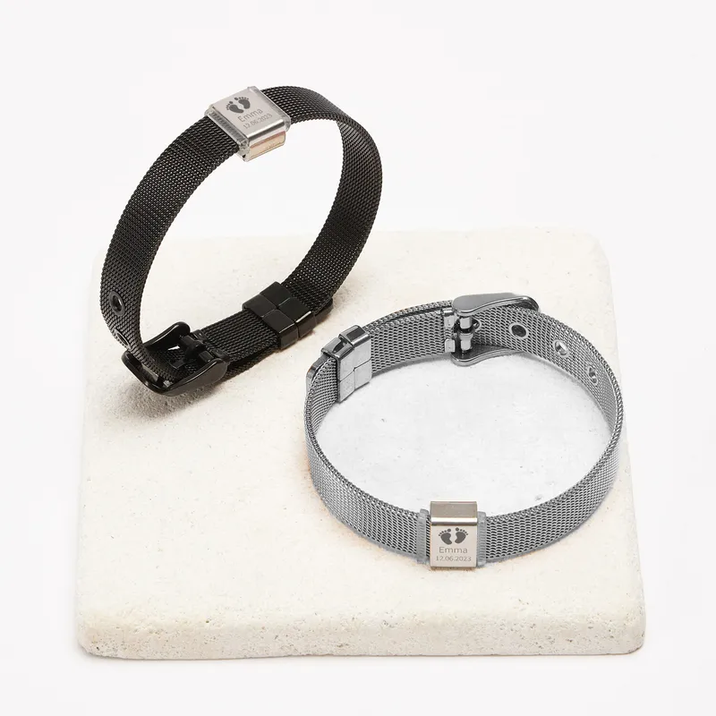 Customized Bracelet for New Parents with Engraved Date and Name
