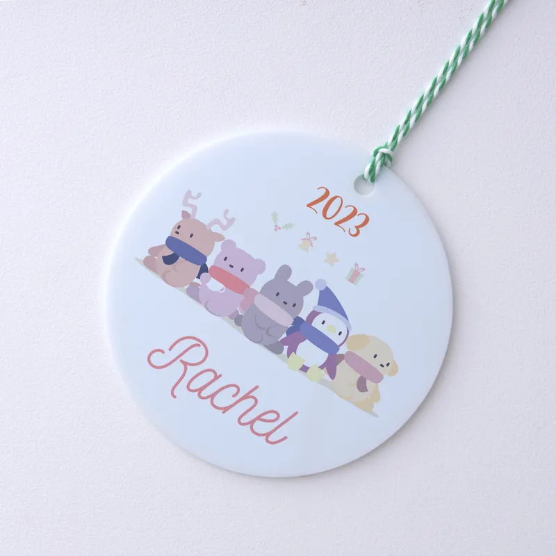 Cute Animals Personalized Christmas Tree Ornament