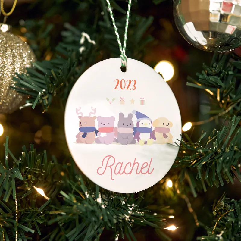 Cute Animals Personalized Christmas Tree Ornament