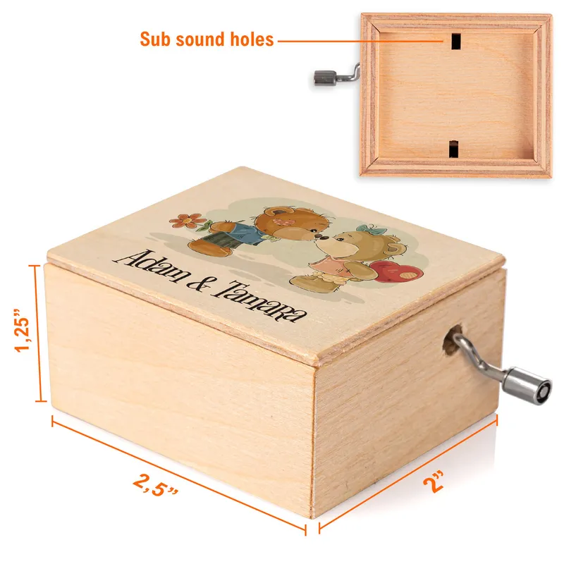 Personalised Romantic Bear Music Box for Her
