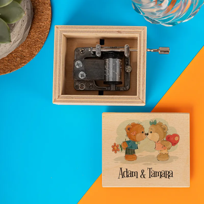Personalised Romantic Bear Music Box for Her