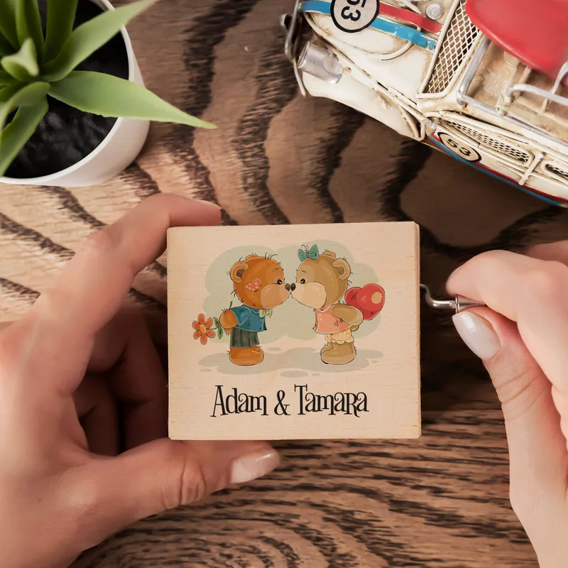 Personalised Romantic Bear Music Box for Her