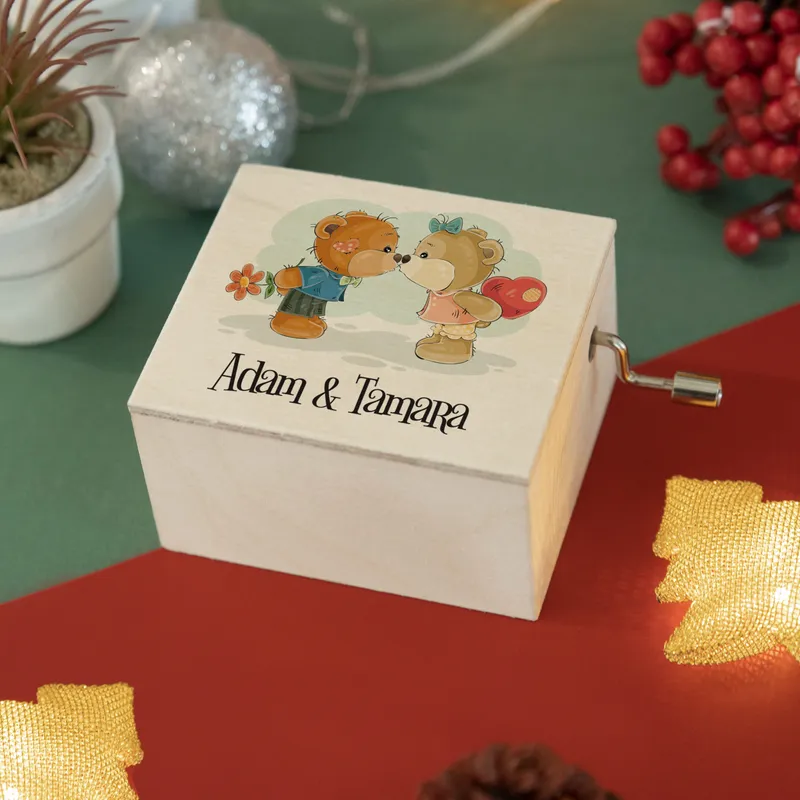 Personalised Romantic Bear Music Box for Her
