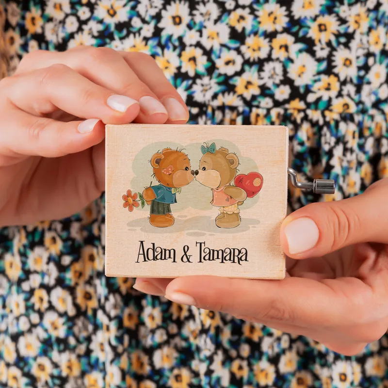 Personalised Romantic Bear Music Box for Her