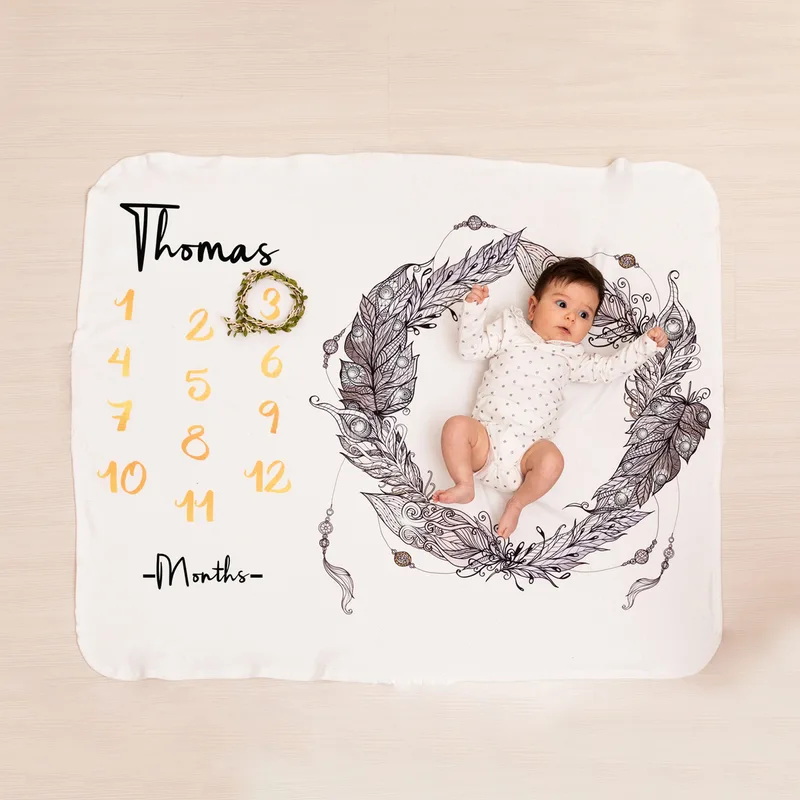 Cute Newborn Baby Photoshoot Monthly Milestone Baby Blanket