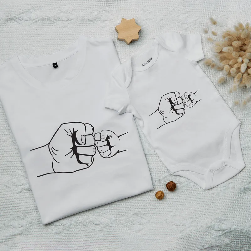 Dad and Baby Matching Brofist Shirt Set