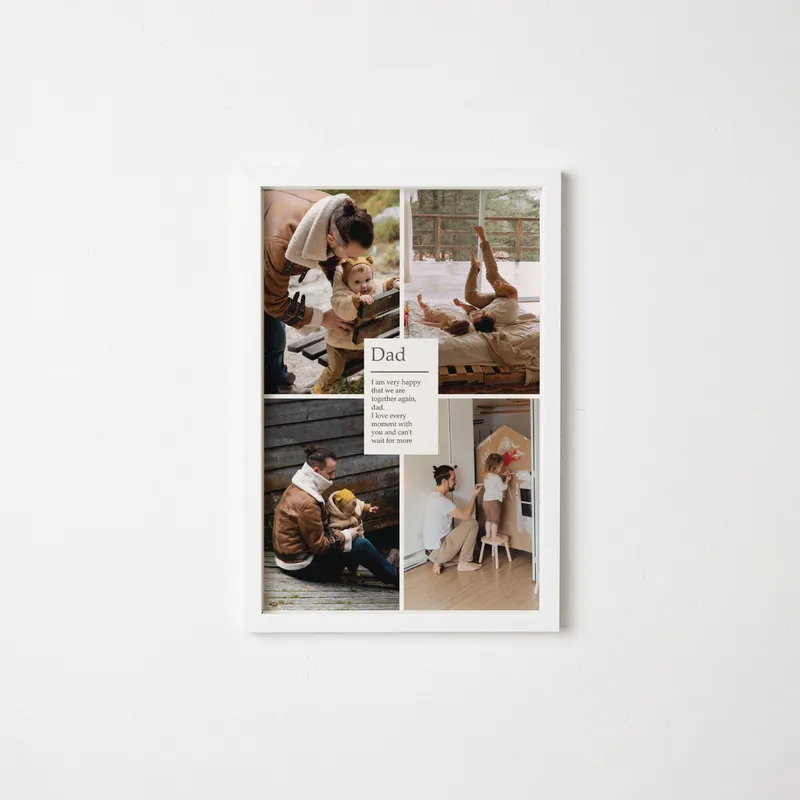 Dad-themed 4 Photo Sticky Frame as a Customizable Gift for Dad