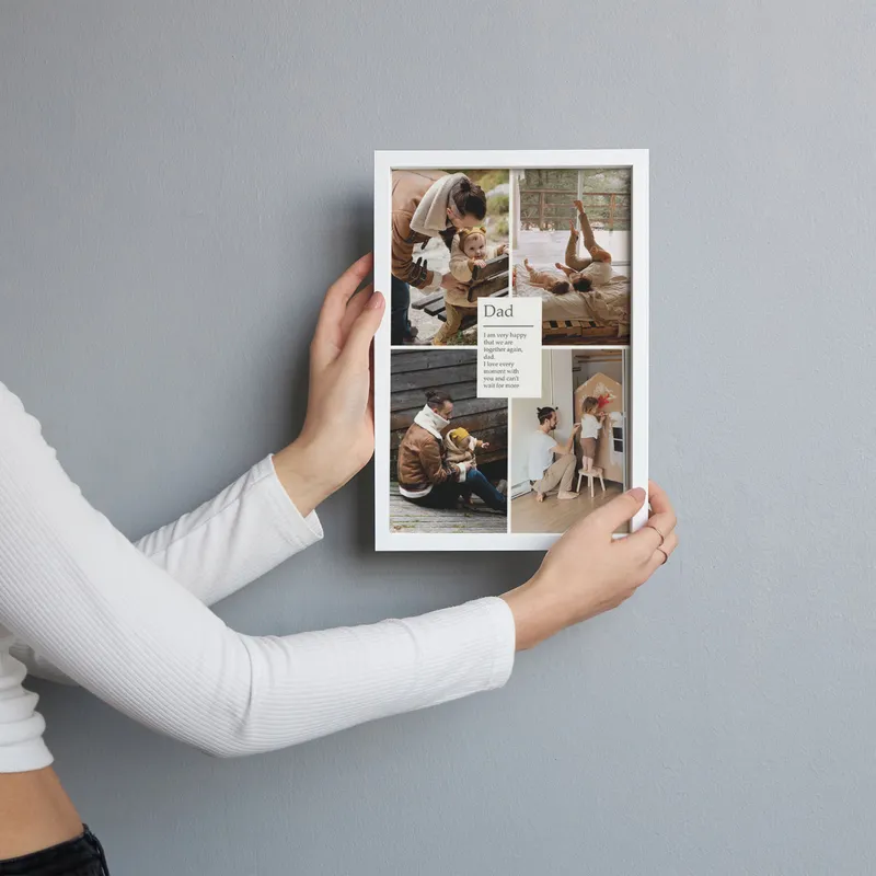 Dad-themed 4 Photo Sticky Frame as a Customizable Gift for Dad