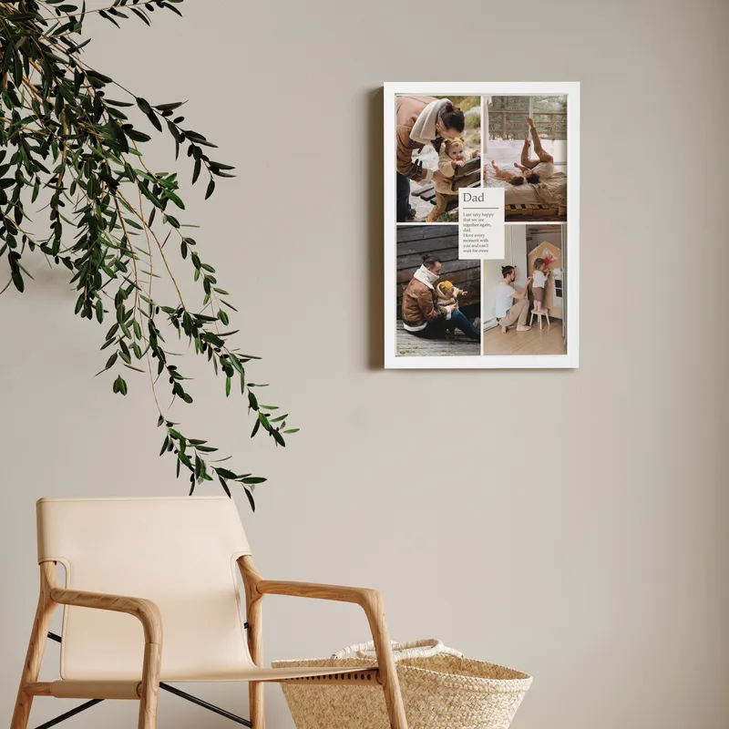 Dad-themed 4 Photo Sticky Frame as a Customizable Gift for Dad