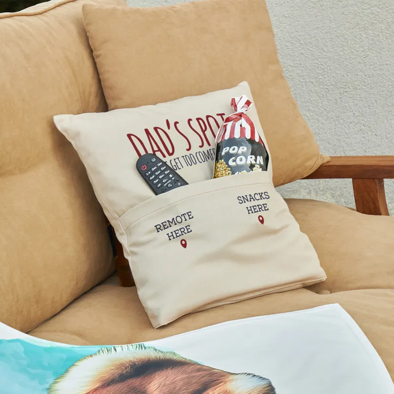 Dad's Spot Designed Decorative Pocket Pillow as Father's Day Gift