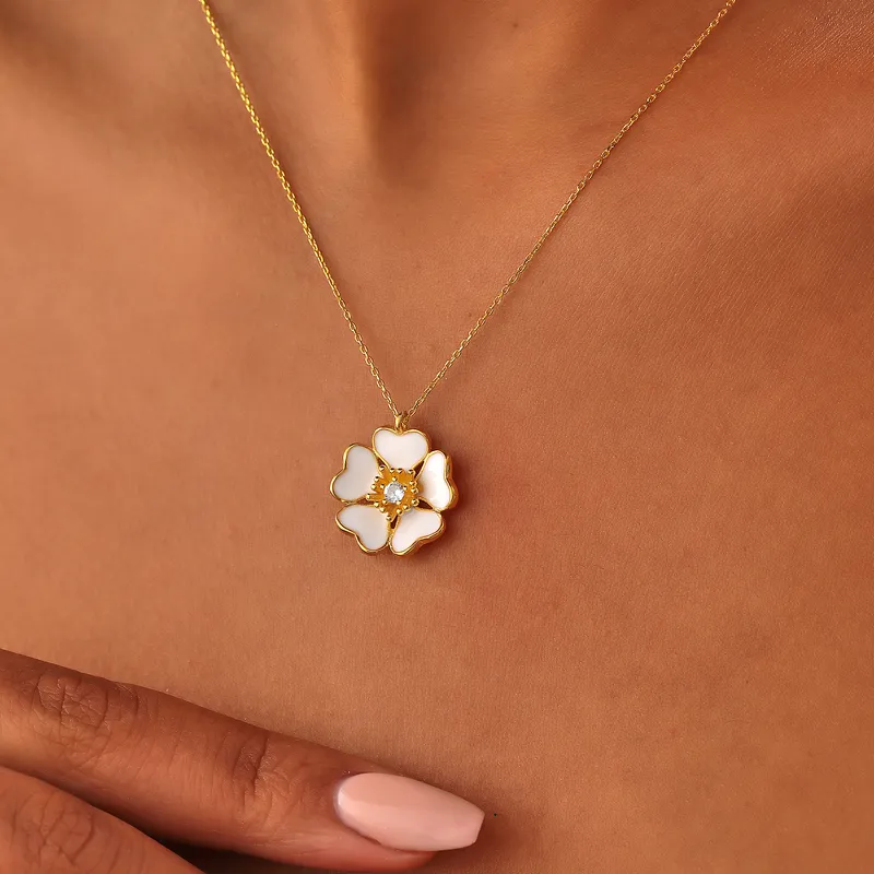 Daisy Design Zircon Silver Necklace Perfect Gift for Her