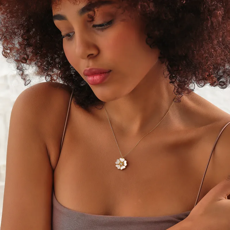 Daisy Design Zircon Silver Necklace Perfect Gift for Her