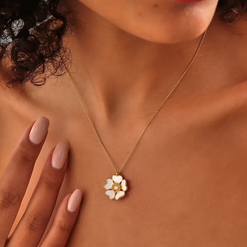 Daisy Design Zircon Silver Necklace Perfect Gift for Her