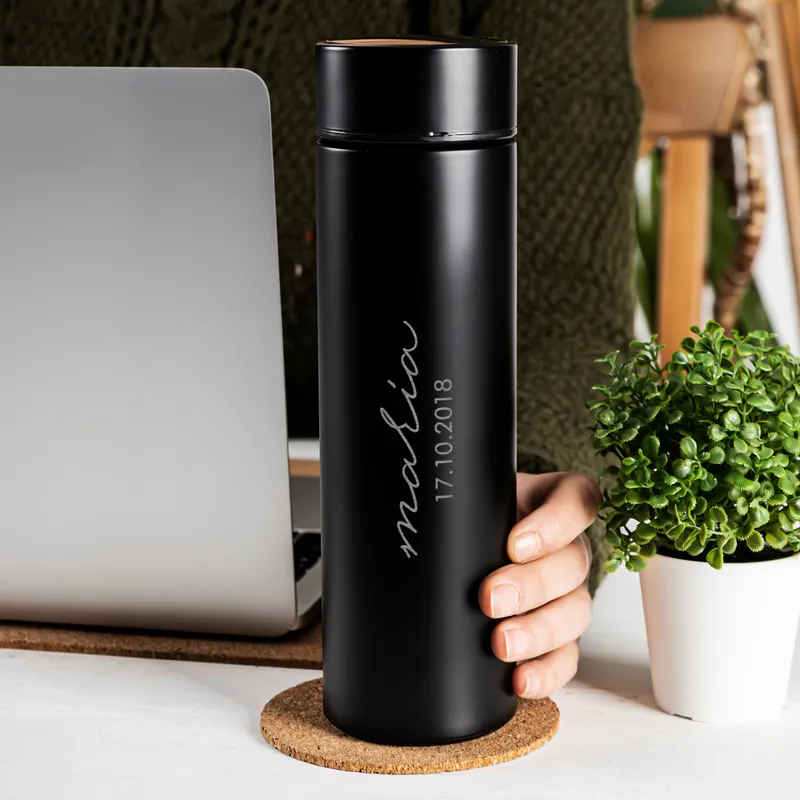 Date and Signature Printed Thermal Flask with Digital Temrprature Display