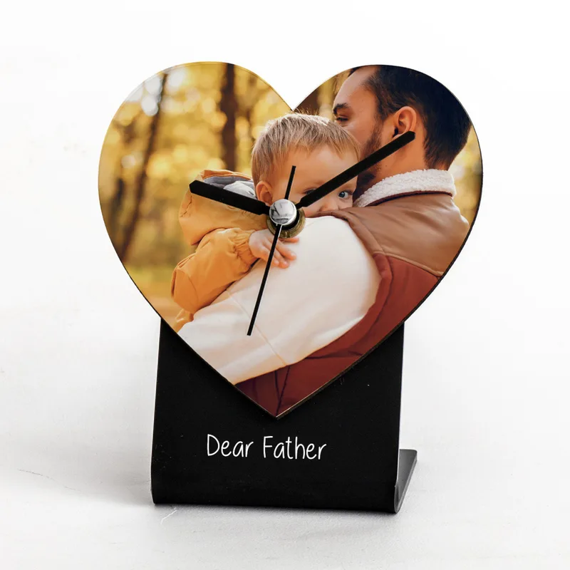 Dear Father Heart Shaped Desk Clock Father's Day