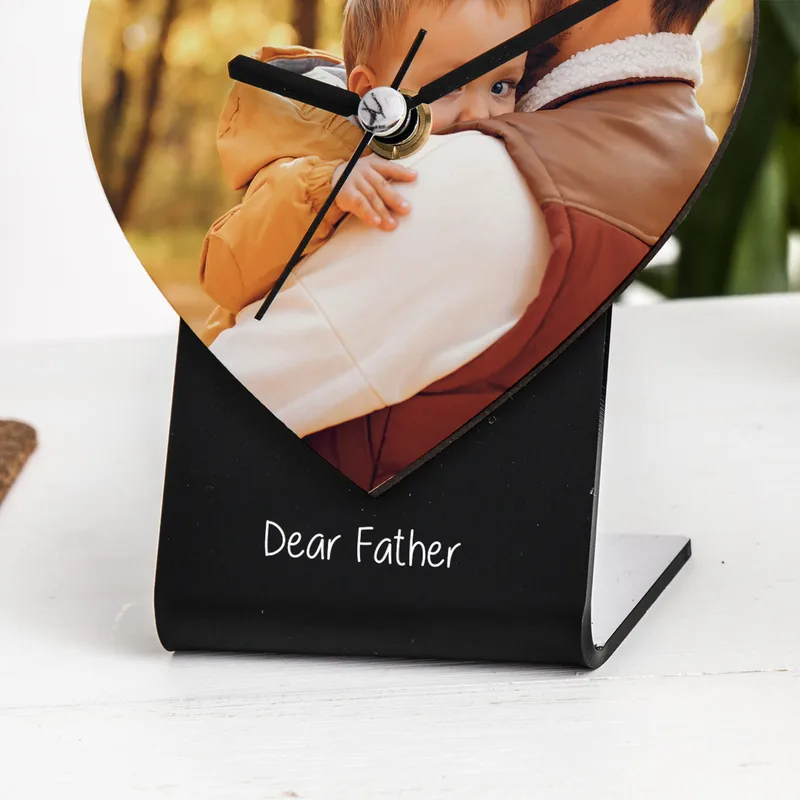 Dear Father Heart Shaped Desk Clock Father's Day