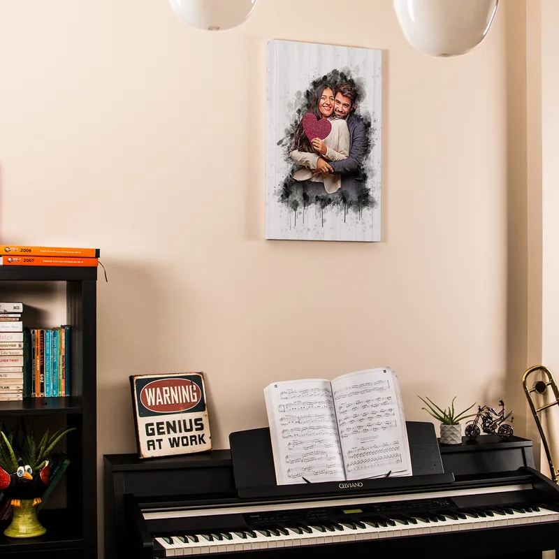 Personalised Couple Canvas Print with Artistic Drawing Effect 40x60cm