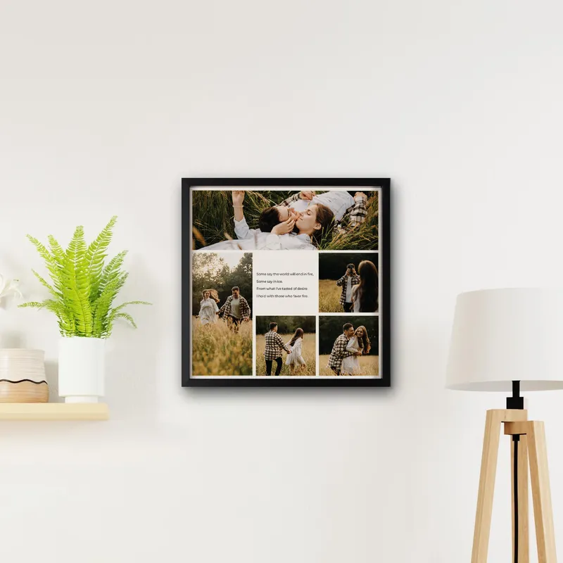 Decorative Square Frame with Message Photo Collage