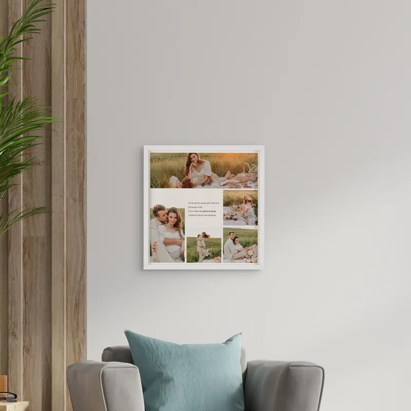 Decorative Square Frame with Message Photo Collage