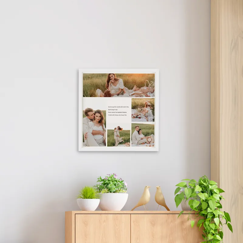 Decorative Square Frame with Message Photo Collage