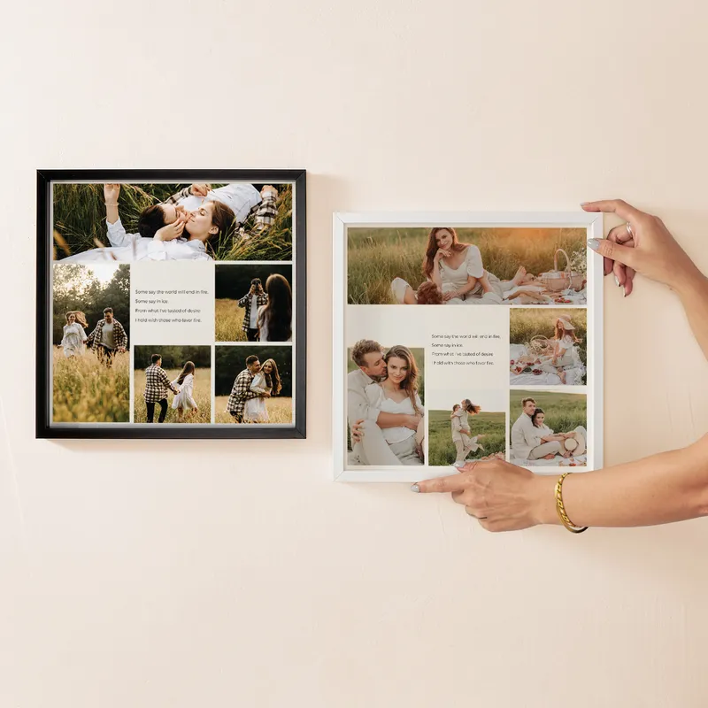 Decorative Square Frame with Message Photo Collage