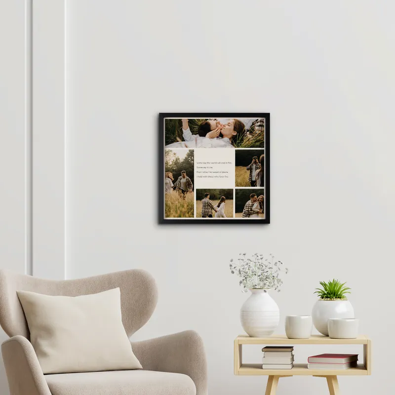 Decorative Square Frame with Message Photo Collage
