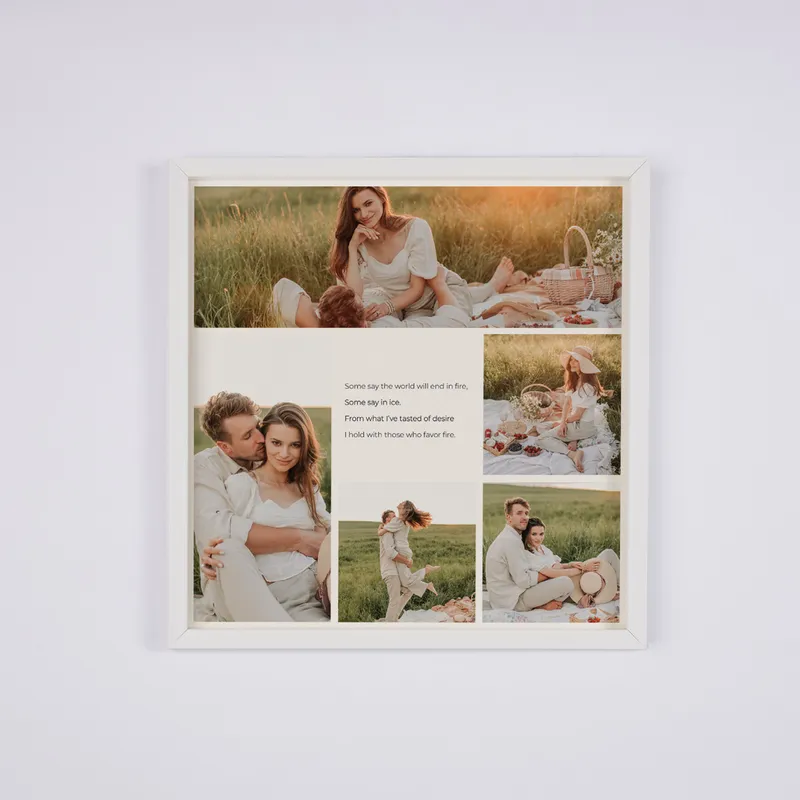 Decorative Square Frame with Message Photo Collage