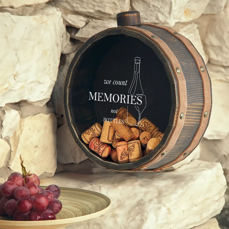 Decorative Wall-Mounted Wine Cork Holder Box for Collectors