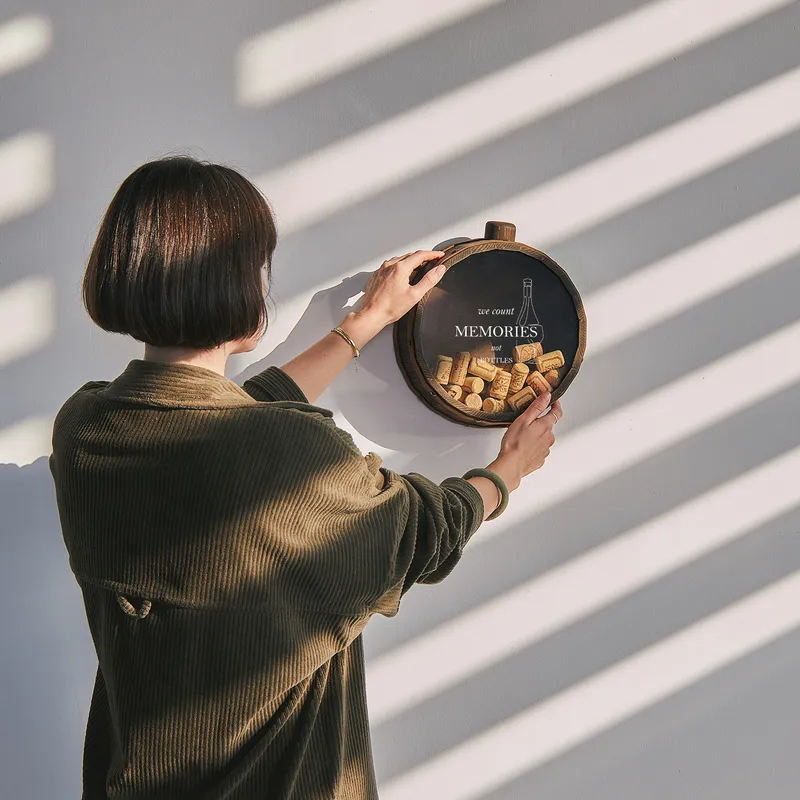 Decorative Wall-Mounted Wine Cork Holder Box for Collectors